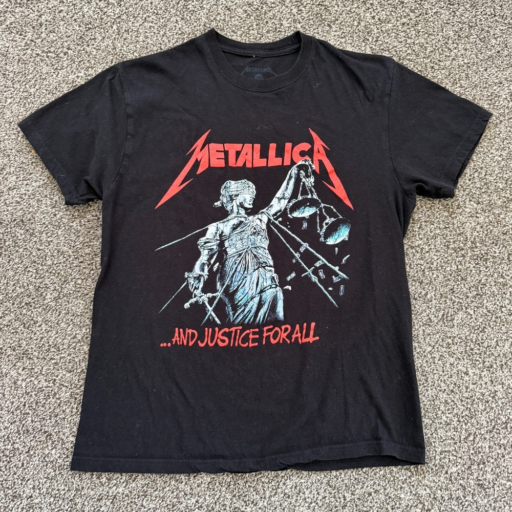 Metallica And Justice For All T-Shirt Men's M Black Band Graphic Rock Reprint